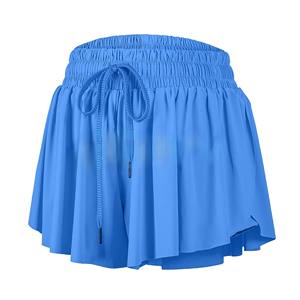 Falda pantalón de tenis estilo europeo con doble volante y logo frontal, de secado rápido, antideslizante, transpirable, para bádminton - Product Image 1