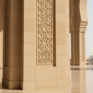 Gran Complejo Islámico con Fachada Exterior de Piedra Caliza Beige y Elementos de Arco Modulares - Product Image 3