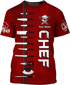 Camiseta de Chef con Nombre Personalizado, Impresión por Sublimación 3D, Manga Corta, Uniforme de Cocina para Restaurante, Venta al Por Mayor, OEM, Multicolor - Product Image 6