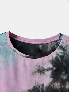 Women <b>Polo</b> Shirt Tie Dye Short Sleeve T-Shirt Women's Casual <b>Top</b> Cotton Knitted Breathable Regular Length Pink Blue <b>Black</b> Patte - Product Image 6