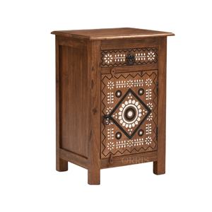 Chevet en bois moderne, motifs sculptés complexes, finition lisse, construction robuste, charme artisanal intemporel, 2 chambres, salon - Product Image 1