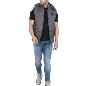 Chaleco Acolchado con Capucha para Hombre, Personalizable con Logotipo, Impermeable, Corto, Informal, para Invierno, con Cierre de Cremallera y Mezcla de Algodón - Product Image 4