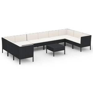 Conjunto de Muebles de Jardín de Ratán PE Negro con Acero con Recubrimiento en Polvo y Poliéster, Muebles de Exterior Duraderos - Product Image 2