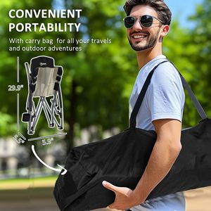 Set di 2 Sedie da Spiaggia Pieghevoli Nere con Schienale in Rete, Borsa per il Trasporto e Portabicchieri per Campeggio, Giardino, Sport e Picnic, Realizzate in Metallo Resistente - Product Image 4