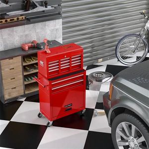 Carrello Portautensili Rosso a 8 Cassetti con Ruote OBM Personalizzabile, Armadietto Portautensili a 5 Cassetti - Product Image 1