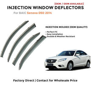 Déflecteurs de vent pour BAIC Senova D50 2012-2017 2018+ avec garniture chromée, déflecteurs de vitres latérales, visière de pluie, visière de fenêtre de voiture injectée - Product Image 2