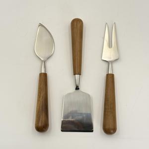 Acacia <b>Wooden</b> Handle Cheese Slicer <b>Set</b> Stainless Steel with Mirror Polished for Tabletop Home Restaurant and Wedding Gift Use - Product Image 3
