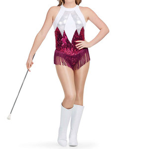 Fabricant de vêtements de majorettes, uniformes de majorettes sur mesure, franges, matière spandex/nylon, impression numérique pour compétition - Product Image 3