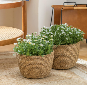 Pots de rangement au sol 24L en jonc de mer sculpté à la main, style rétro, fabriqués au Vietnam, avec poignées, tressés à la main, écologiques et durables - Product Image 3