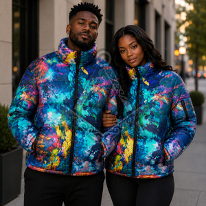 Veste matelassée unisexe personnalisée sublimée, style régalia maçonnique Héritage, légère, camouflage patchwork, avec logo frontal, pour l'hiver - Product Image 3