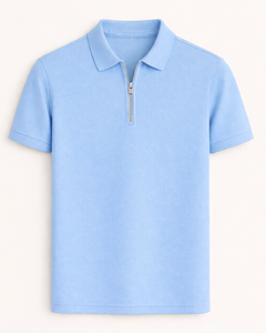 Polo de Golf Liso al por Mayor, Personalizable con Logotipo Bordado, de Algodón y Spandex Elástico con Cierre de Cremallera - Product Image 4