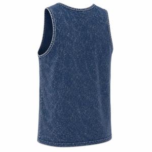 Débardeur Homme Tendance Bleu Col Rond Sans Manches Couleur Unie Tricoté Coupe Décontractée Effet Délavé Vêtement de Sport - Product Image 3