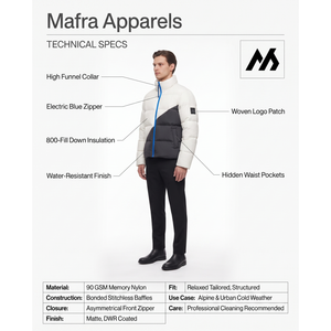 Veste matelassée diagonale à blocs de couleur pour homme, 800-Fill Down, résistante à l'eau, en nylon à mémoire de forme, manteau d'hiver OEM - Product Image 5