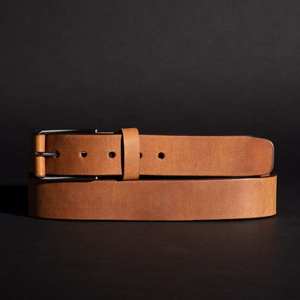 Pin Buckle Genuine Leather Belt 3.5cm Width Solid for Men Custom Size for Women <b>Cow</b> Hide Material - Product Image 2