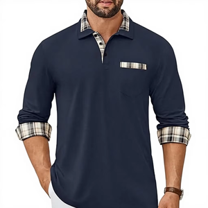 Nueva Camiseta Polo de Manga Larga para Hombre con Logotipo Personalizado Hecha con Tela PK - Product Image 1