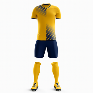 Camiseta de Fútbol Amarilla de Manga Corta para Hombre, Cuello en V, Absorbe la Humedad, Ropa Deportiva de Poliéster para Todas las Temporadas, Diseño Degradado - Product Image 1