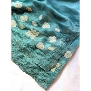 Sari Sky Pure Designer avec Applique en Soie Chanda Travail Traditionnel Écharpes et Châles - Product Image 3