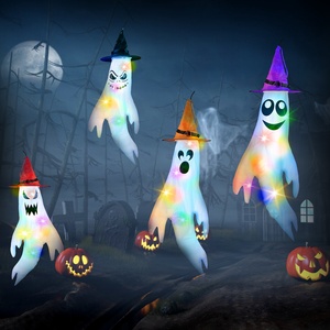 4 pz/set Halloween LED luce decorazioni fantasmi colorati cappelli da strega calze a vento per giardino all'aperto albero-per il vento del partito calzini - Product Image 4