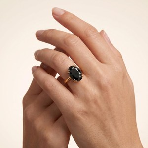 Anillo Solitario Ovalado de Moissanita Negra de 5CT para Unisex, Oro Sólido de 14K, Estilo Único y Elegante, Regalo para Enamorados - Product Image 5