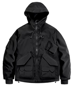 Men's Casual Soft Shell Waterproof Techwwae Stand Collar Polyester Techwear Jacket Zipper Closure Front Logo Techwear Jacket - Product Image 2