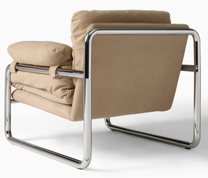 Fauteuil de salon moderne rembourré, structure métallique, dossier solide, assise confortable en mousse, mobilier de maison, design style Barcelone - Product Image 5