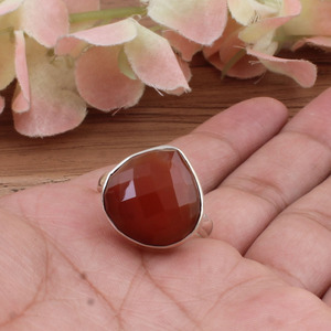 Wholesale Red Onyx Gemstone <b>Ring</b> Bezel Setting Sterling <b>Silver</b> Simple Minimalist Classic Wedding Engagement <b>Ring</b> - Product Image 2