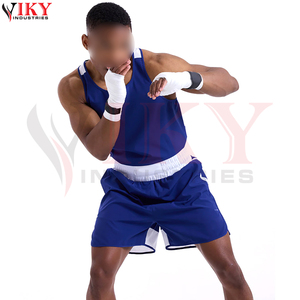 Traje de Boxeo Personalizado en Color Blanco y Azul de la Más Alta Calidad para Adultos Unisex, Ropa de Artes Marciales, Ropa de Entrenamiento de Combate - Product Image 4