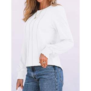 2025 2025 blusas túnica plisada de otoño para mujer de manga larga de satén elegante Casual Top traje de moda - Product Image 1