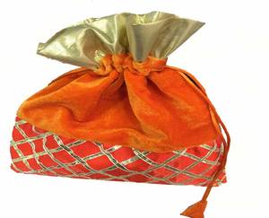 Luxury Velvet & Silk Potli Bags with Golden Lattice Design | <b>Drawstring</b> Gift <b>Pouch</b> for Wedding Return Gifts & Jewelry Packaging - Product Image 6