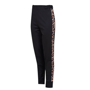 Pantalon de jogging pour femme, noir, imprimé léopard, avec bande latérale, décontracté, en coton et élasthanne tricoté, longueur cheville, coupe classique - Product Image 6