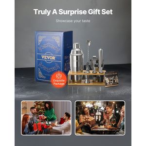 Juego de Coctelería de 10 Piezas de Acero Inoxidable, Kit de Barman con Soporte de Bambú, Mezclador, Cuchara, Agitador de Martini para Cócteles - Product Image 6