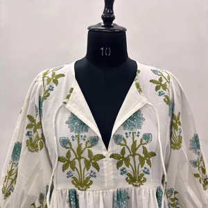 Vestido Casual Midi para Mujer, Tejido 100% Algodón, Liso, Manga Corta, Cintura Imperio, Estilo Babydoll, Cuello en V, Holgado, Funcional - Product Image 5