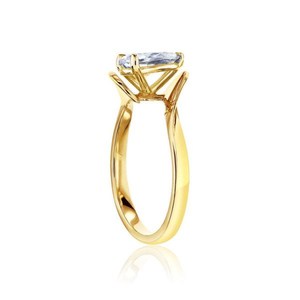 Bague de fiançailles en or jaune 14 carats avec diamant taille poire et bande torsadée unique, diamant de laboratoire, cadeau pour mariage, anniversaire ou promesse - Product Image 2