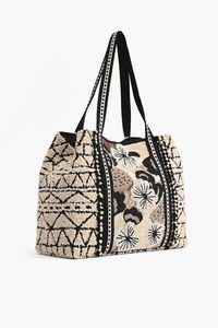 Sac fourre-tout en crochet naturel avec sangle en cuir et fermeture à bouton en bois, style bohème pour un usage quotidien - Product Image 3
