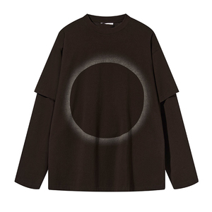 Camiseta de Manga Larga de Doble Capa Personalizada por el Fabricante, de Secado Rápido, de Algodón, Bordada, Estilo Cuadrado, para Hombre - Product Image 3