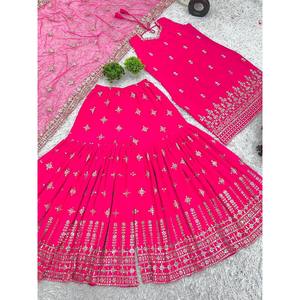 Hermoso Conjunto de Salwar Kameez de Moda para Boda, Top, Pantalón y Dupatta, Color Rosa Oscuro, Material Poliéster, Talla M, Estilo Étnico de India/Pakistán - Product Image 3