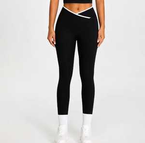 Leggings tricotés unis taille haute, longueur intégrale, extensibles, sportifs, pour toutes les saisons - Product Image 1