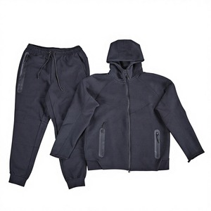 2026 Men's Casual Knitted Eco-Friendly Solid Printed Tracksuit Winter Drawstring Closure Hooded <b>Jacket</b> <b>Straight</b> Sweatpants - Product Image 3