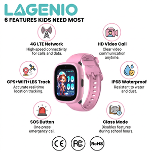 <span class=keywords><strong>Montre</strong></span> <span class=keywords><strong>connectée</strong></span> pour enfants de qualité supérieure 4G, appel vidéo, GPS, LBS, suivi WIFI, 770 mAh, <span class=keywords><strong>avec</strong></span> <span class=keywords><strong>carte</strong></span> <span class=keywords><strong>SIM</strong></span>, application LAGENIO gratuite, FCC - Product Image 1