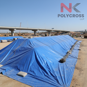 Bâche de protection tout temps pour travaux civils, bâche extra épaisse imperméable et stabilisée aux UV pour travaux routiers en Inde - Product Image 1