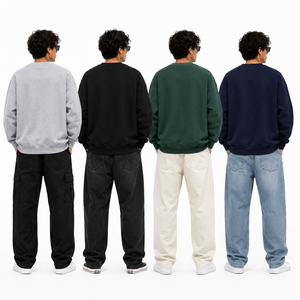Custom <b>Men</b> Oversized Sweatshirt Crewneck <b>Pullover</b> Long Sleeve Casual Top Relaxed Fit Bulk Buyer Fashion Collection USA Market - Product Image 2