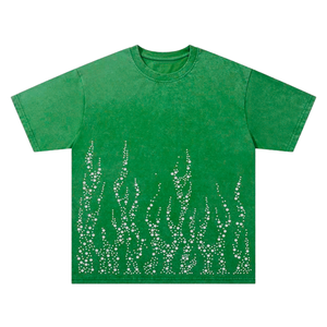 เสื้อยืดคุณภาพสูงสั่งทำพิเศษ ประดับด้วยคริสตัล 100% ผ้าฝ้ายเจอร์ซีย์ สำหรับผู้ชาย แขนสั้น คอกลม สวมใส่สบายๆ ในฤดูร้อน เสื้อยืดแบบยูนิเซ็กส์ - Product Image 3