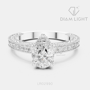 Anillo Clásico con Diamante Cultivado en Laboratorio de 1.20CT en Forma de Pera, Oro Blanco Sólido de 14K, Color F+, Claridad VS+, Joyería de Compromiso para Ella - Product Image 1