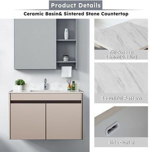 43 Inch White Marble Vanity Top Pre-Drilled Faucet Holes Rectangular Bathroom Vanity Top Undermount for Midd-sized Bathrooms - Product Image 3