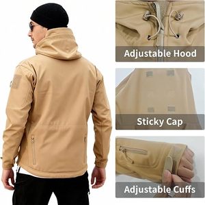 Veste coupe-vent à capuche pour homme, couleur unie, fermeture éclair, style vêtement de travail, pour l'automne et les activités de plein air, en polyester, collection 2026 - Grande Vente - Product Image 3