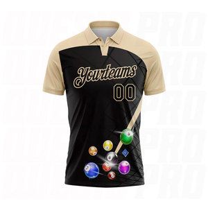 เสื้อโปโลคุณภาพพรีเมียมแบบซับลิเมชั่นสำหรับกีฬาบิลเลียดสีดำลายครีม ระบายอากาศได้ดี ซึมซับเหงื่อ แห้งเร็ว - Product Image 1
