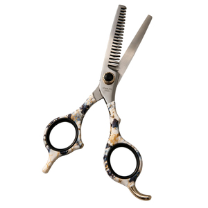 Ciseaux à effiler les cheveux avec poignée en plastique à motifs tendance, ciseaux de barbier professionnels en acier inoxydable, outils de coiffure pour salon - Product Image 1