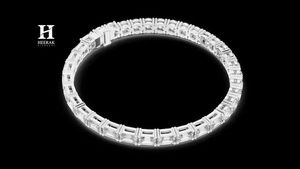 Luxury Mixed Cut Tennis Bracelet - Emerald and Round Brilliant Cut Diamond Bracelet in 14K/18K Gold - Product Image 5