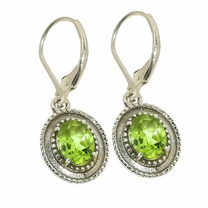 Genuine Green Peridot <b>Earrings</b> 925 <b>Solid</b> Sterling <b>Silver</b> Natural Gemstone Jewelry For Women Elegant Gift - Product Image 1