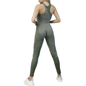 Women Seamless Sports Bra Set Racerback High Waist Leggings Yoga Activewear Solid Green Medium Support Workout Wear - Product Image 5